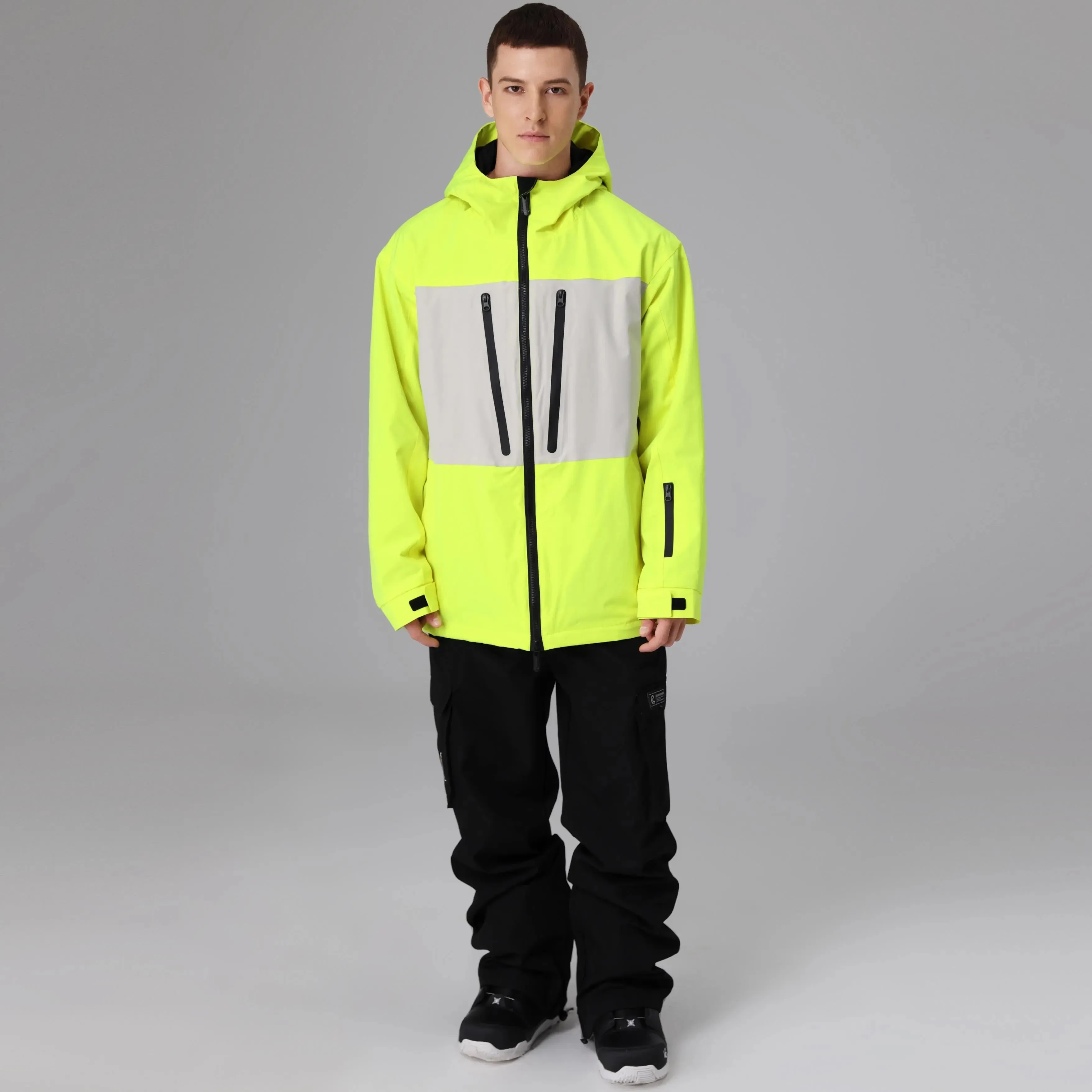 Men Neon Colorblock Ski Shell Jacket