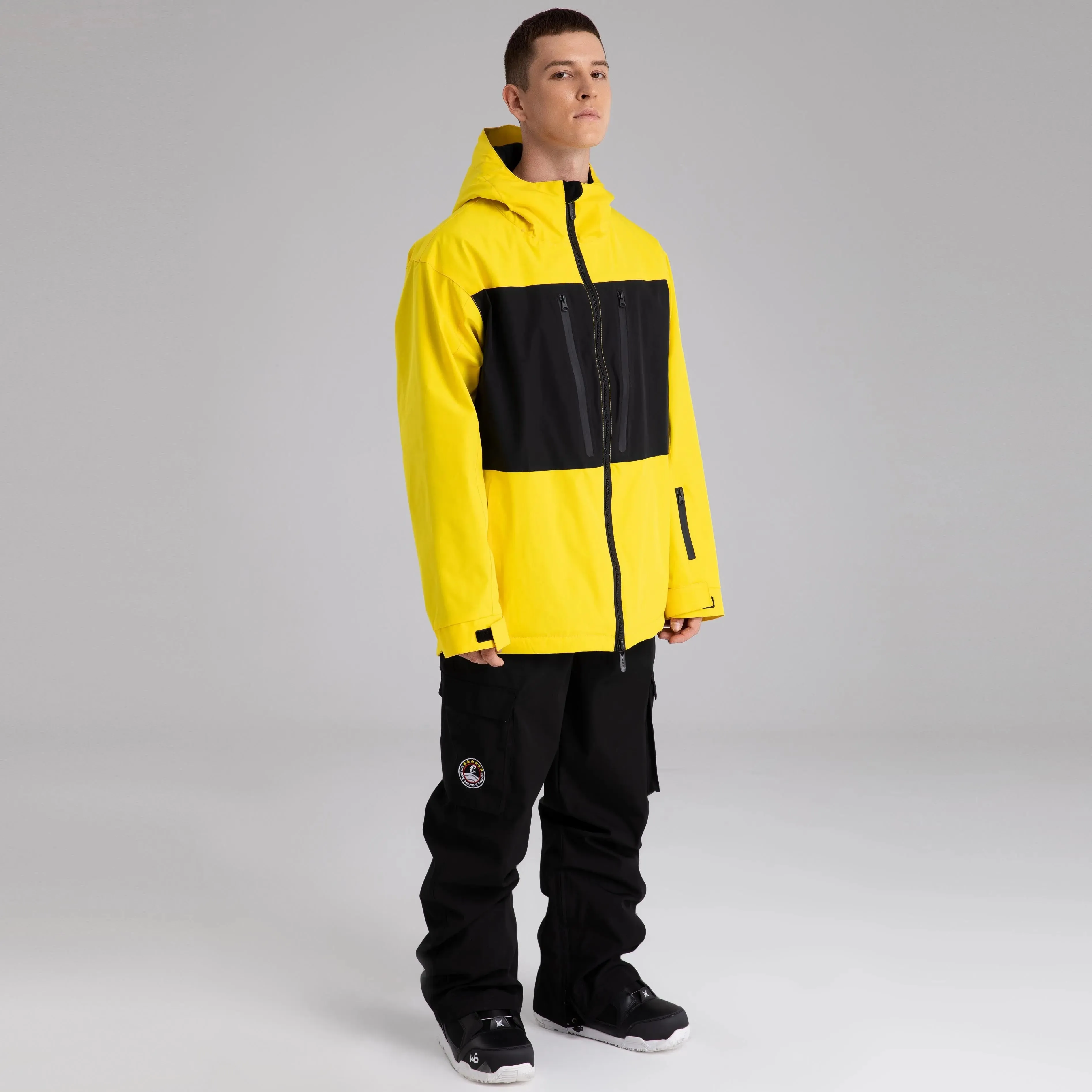 Men Neon Colorblock Ski Shell Jacket