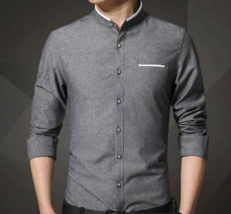 Mens Mandarin Collar Shirt