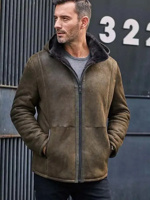 Men's Removable Hooded Fur Coat Oversize Casual Overcoat Short Leather Outwear