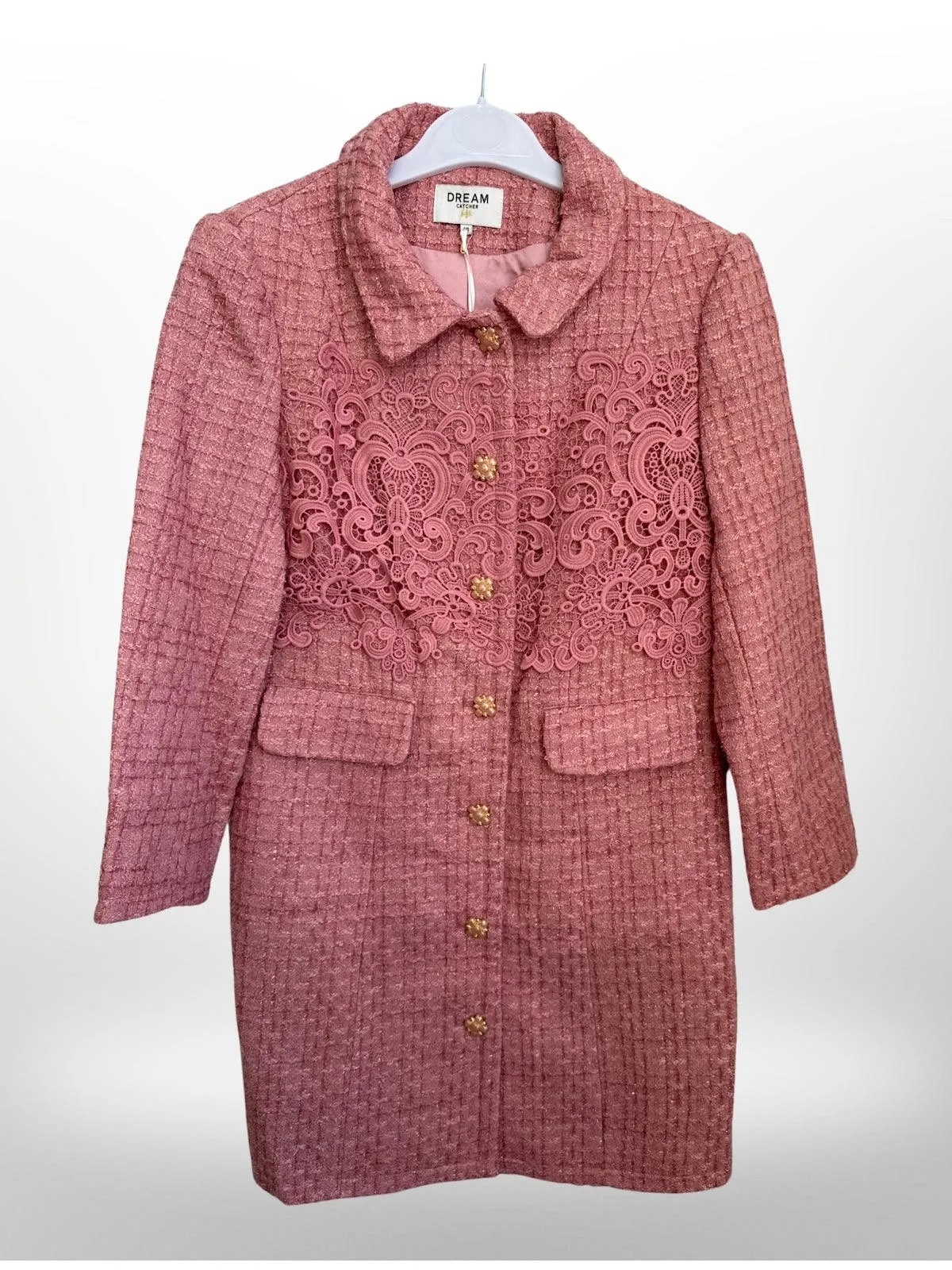 Mid Length With Embroidered Quartz Tweed Jacket