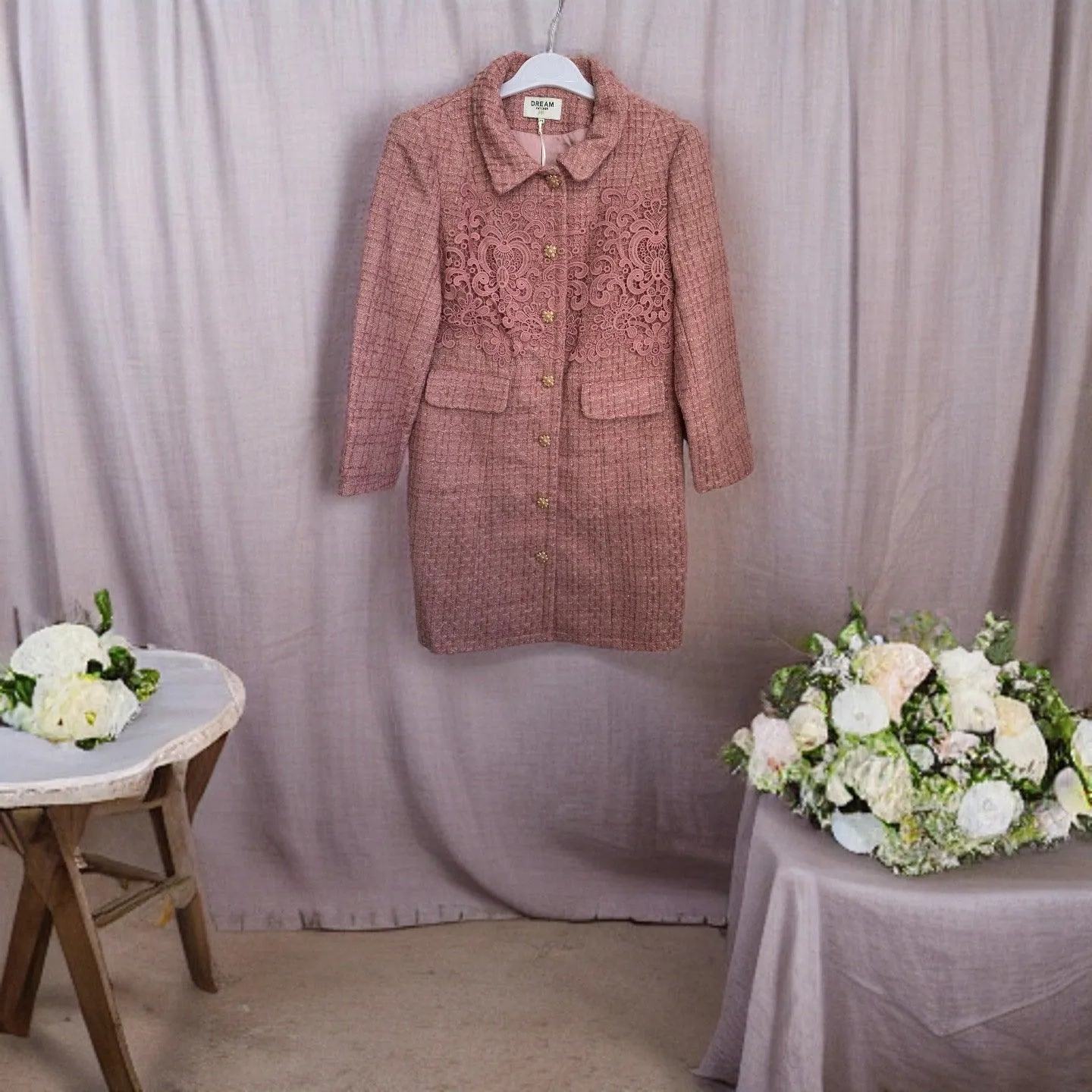 Mid Length With Embroidered Quartz Tweed Jacket