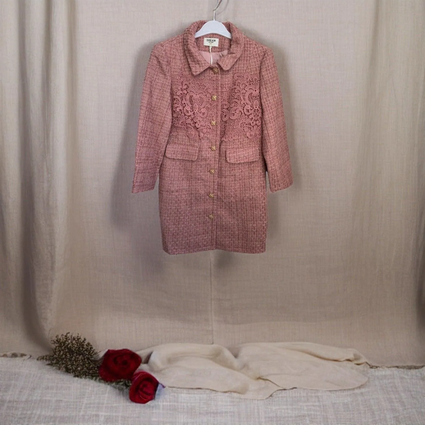 Mid Length With Embroidered Quartz Tweed Jacket