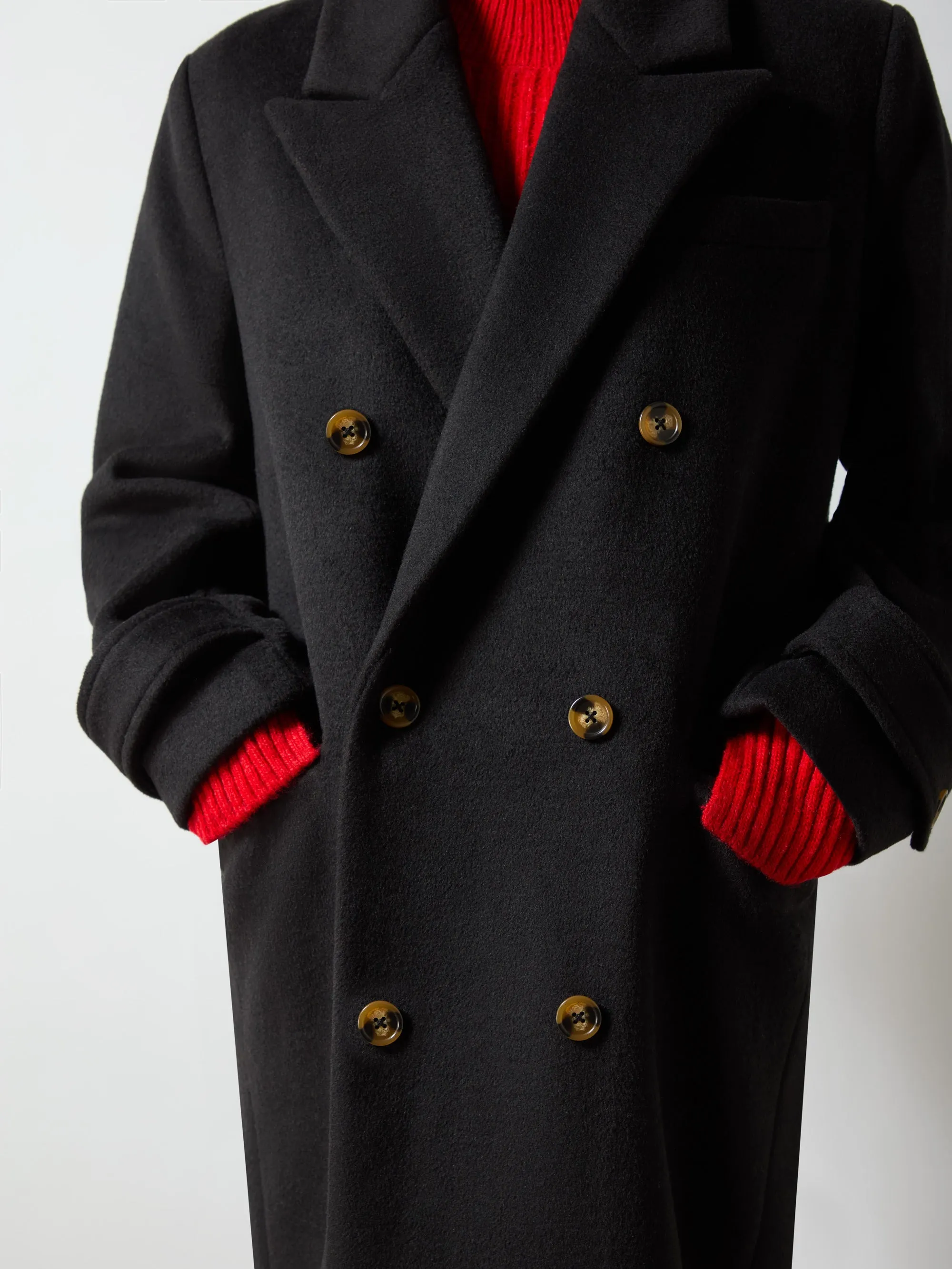 Oversized Wool Blend Black Coat