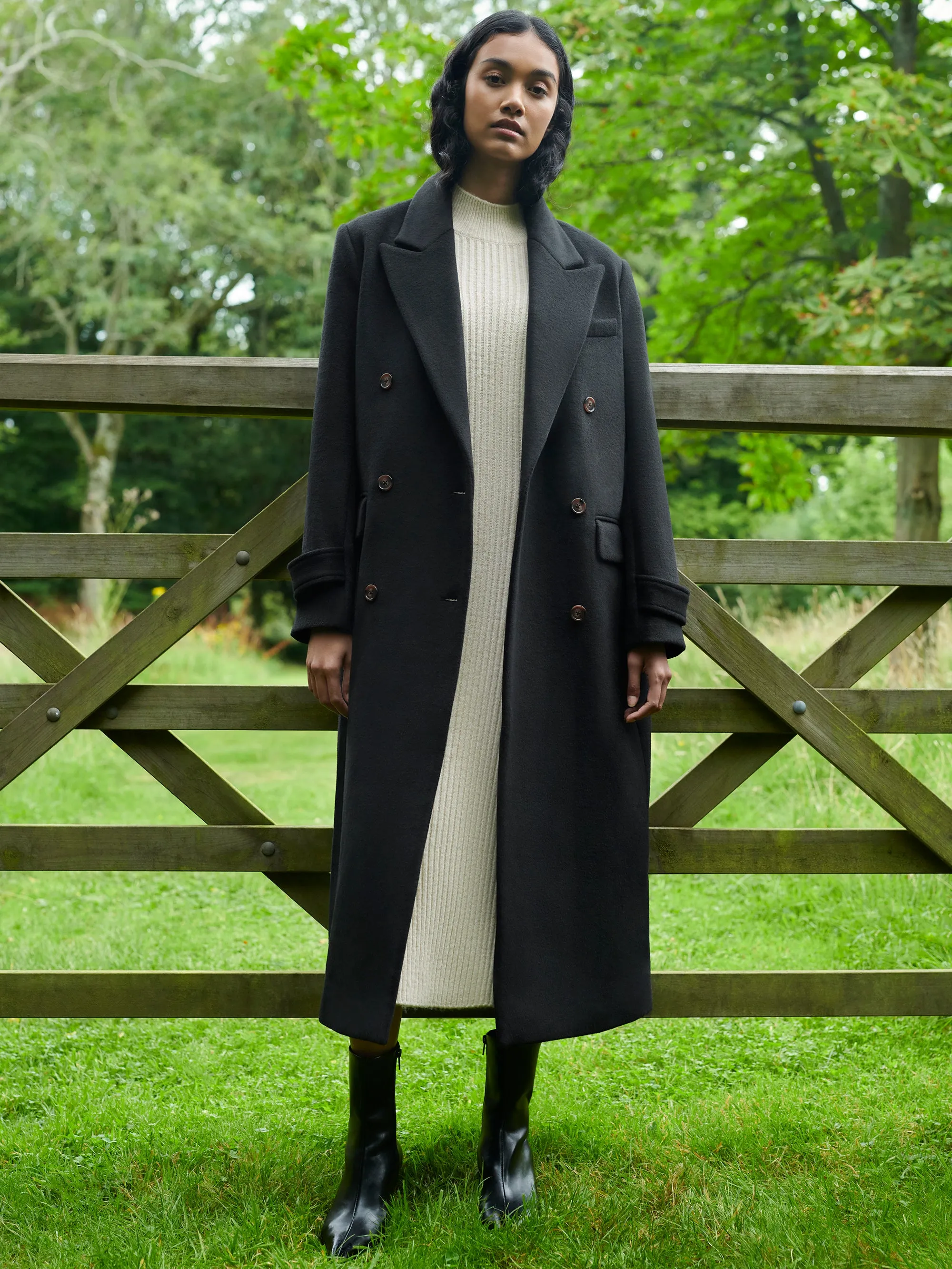 Oversized Wool Blend Black Coat