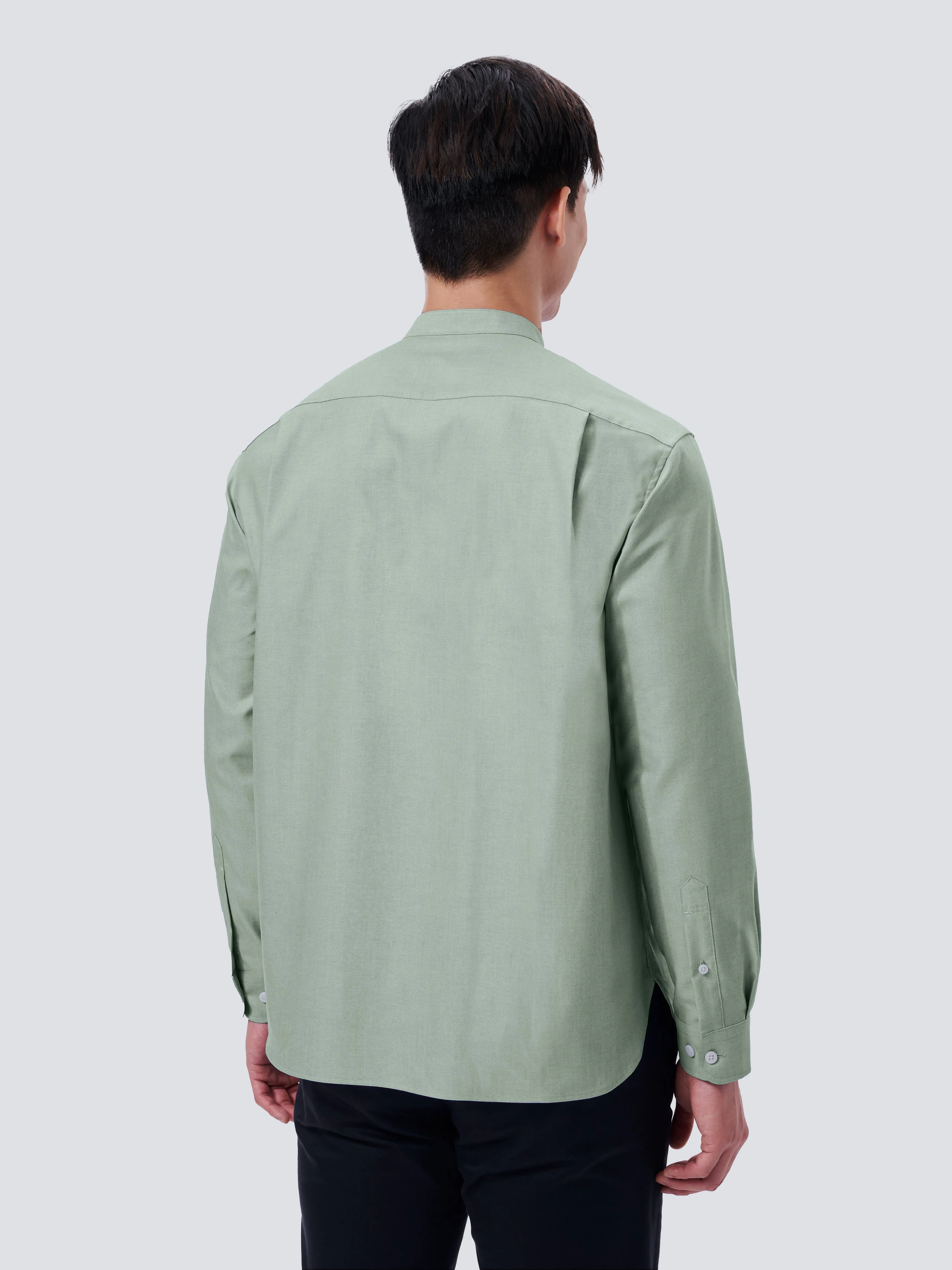 Oxford Mandarin Collar Casual Shirt | Light Green 27690N