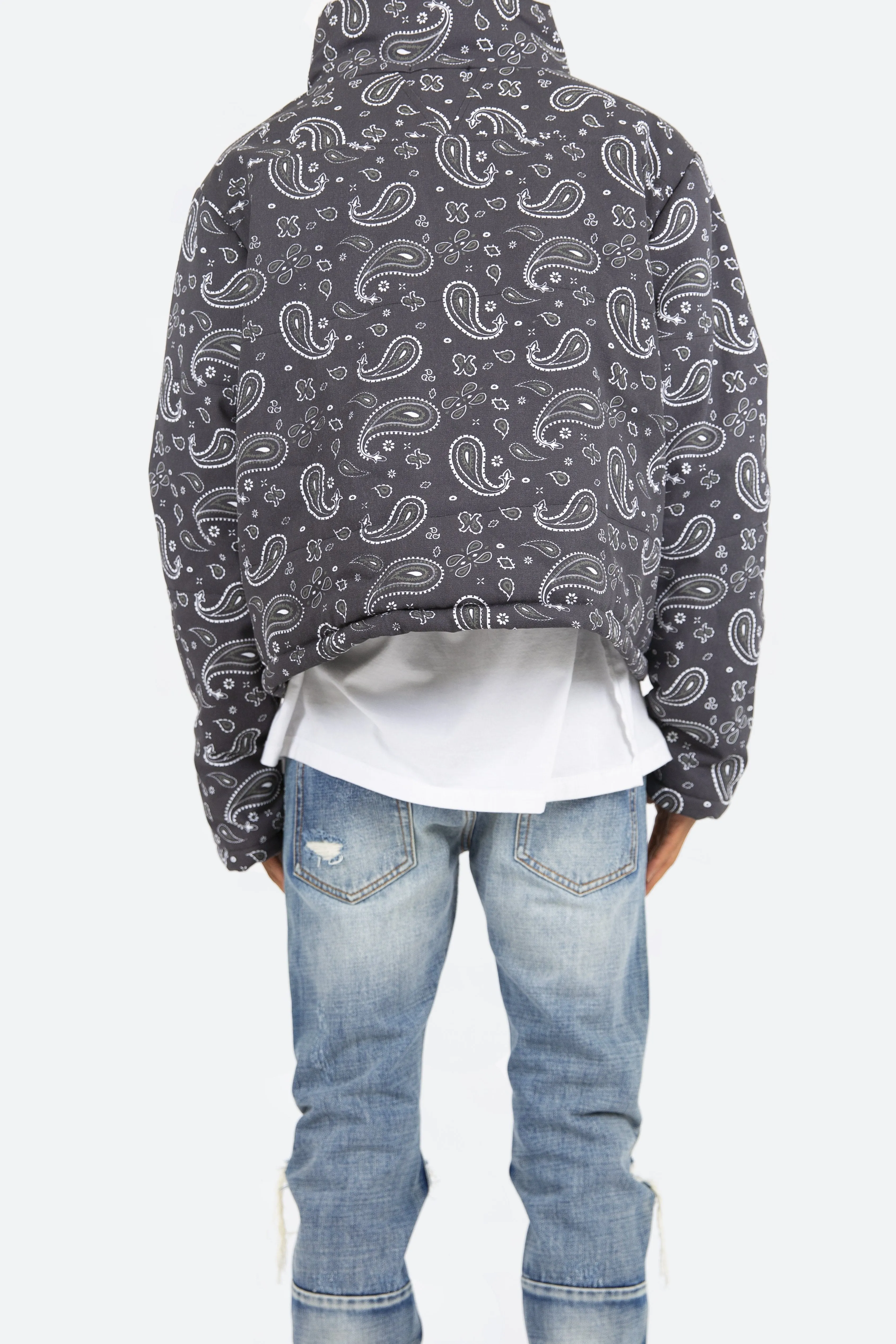 Paisley Cropped Puffer - Black