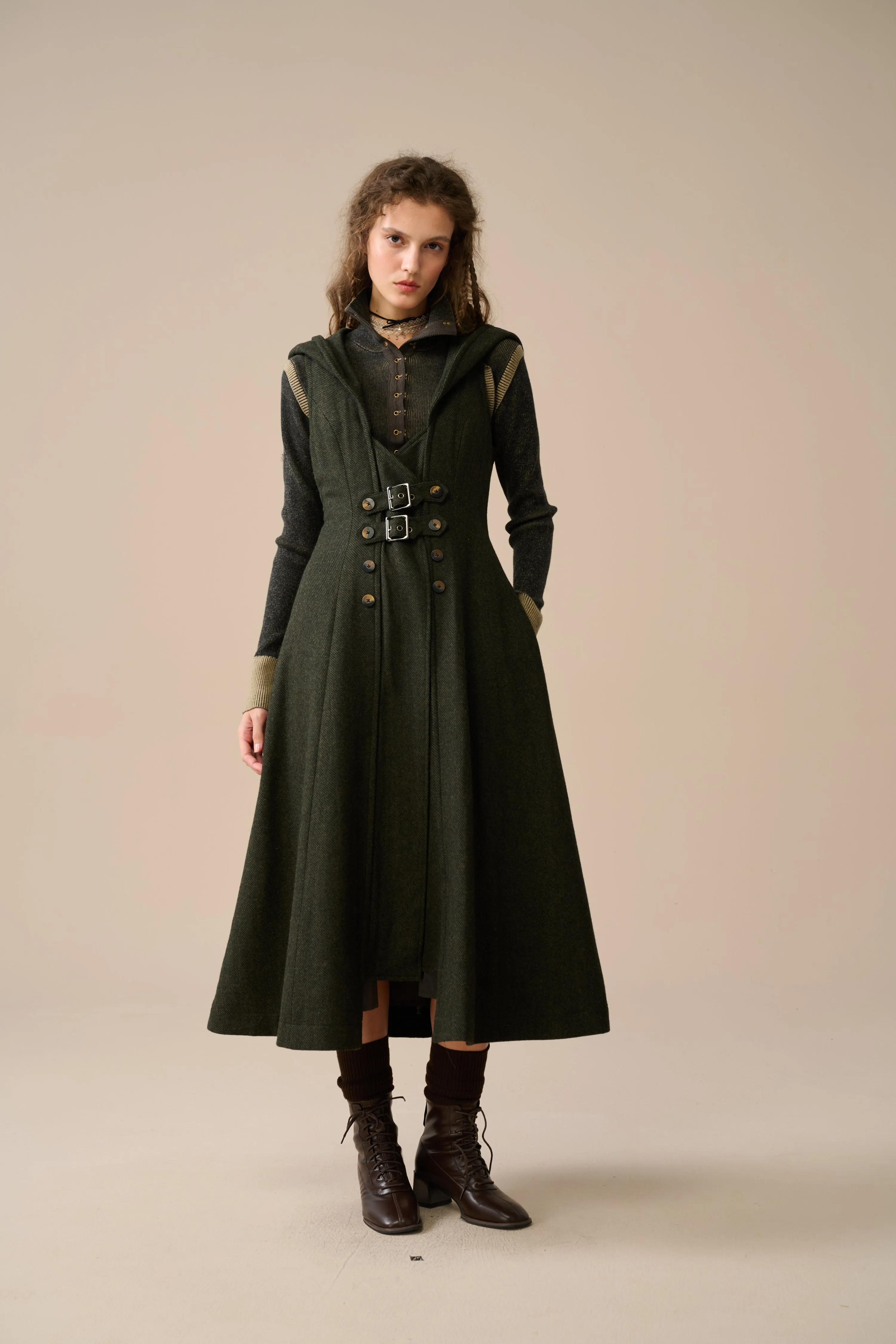 Patricia 21| hooded corset wool dress