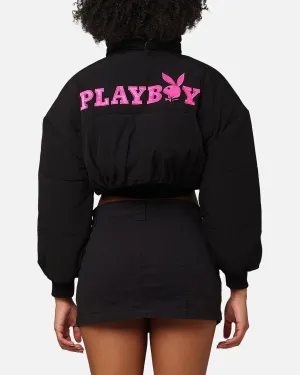 Playboy Bunny O Cropped Puffer Jacket Black