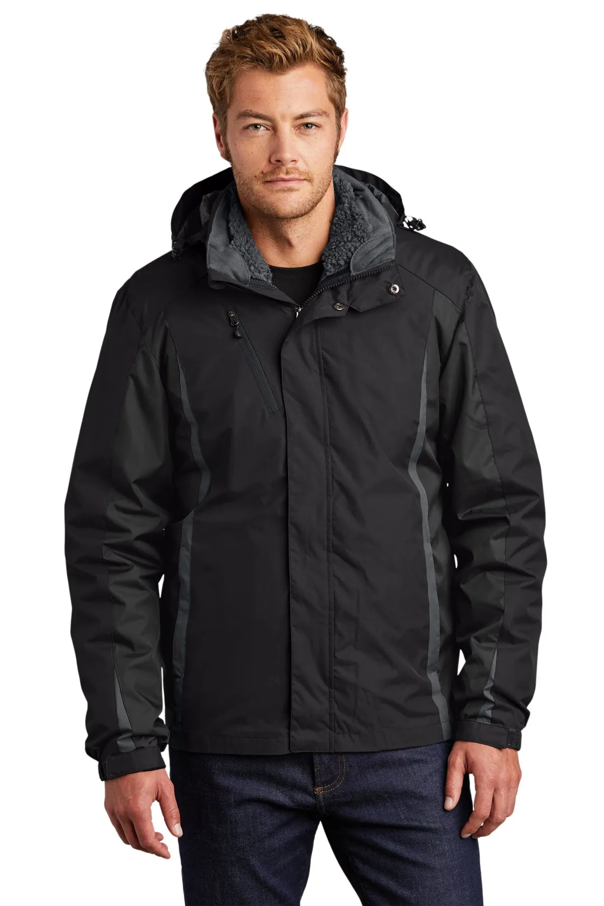 Port Authority Custom Colorblock 3-in-1 Jackets, Black/ Black/ Magnet Grey