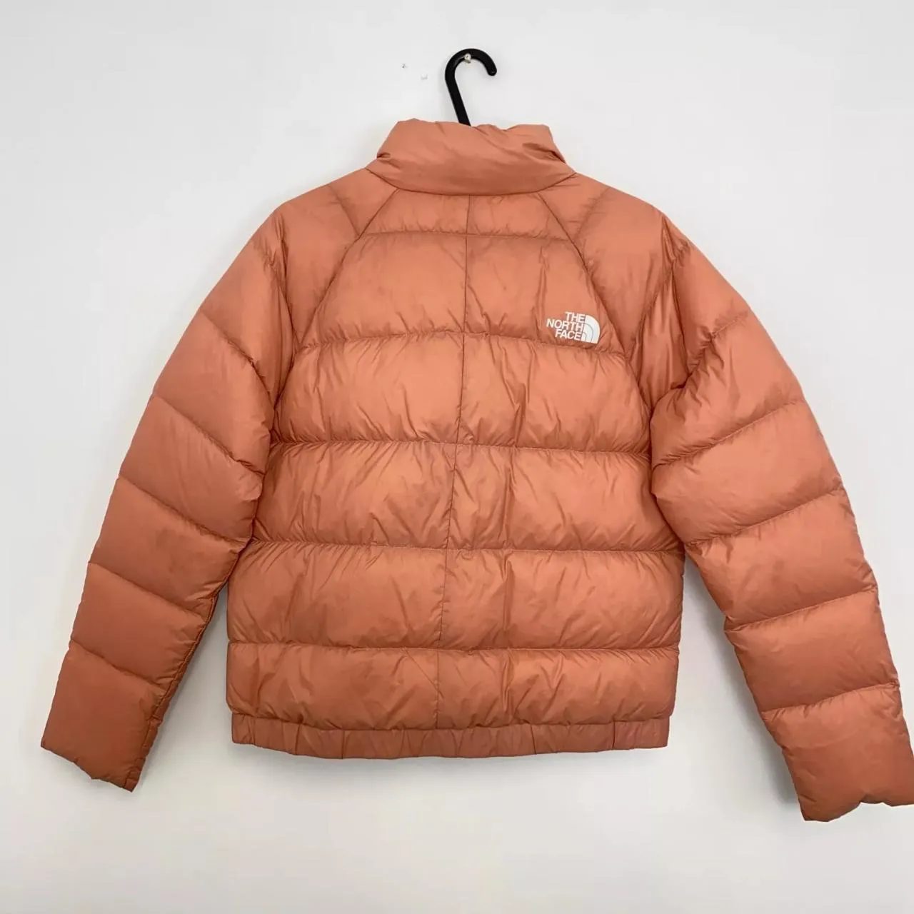 Preowned The North Face Womens 550 Down Nuptse Puffer Jacket Size M Pink Salmon TNF Midweight.