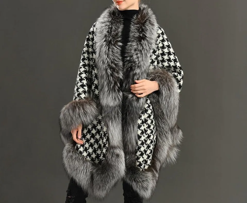 Real Fox Fur Double-Sided Wool Overcoat Style