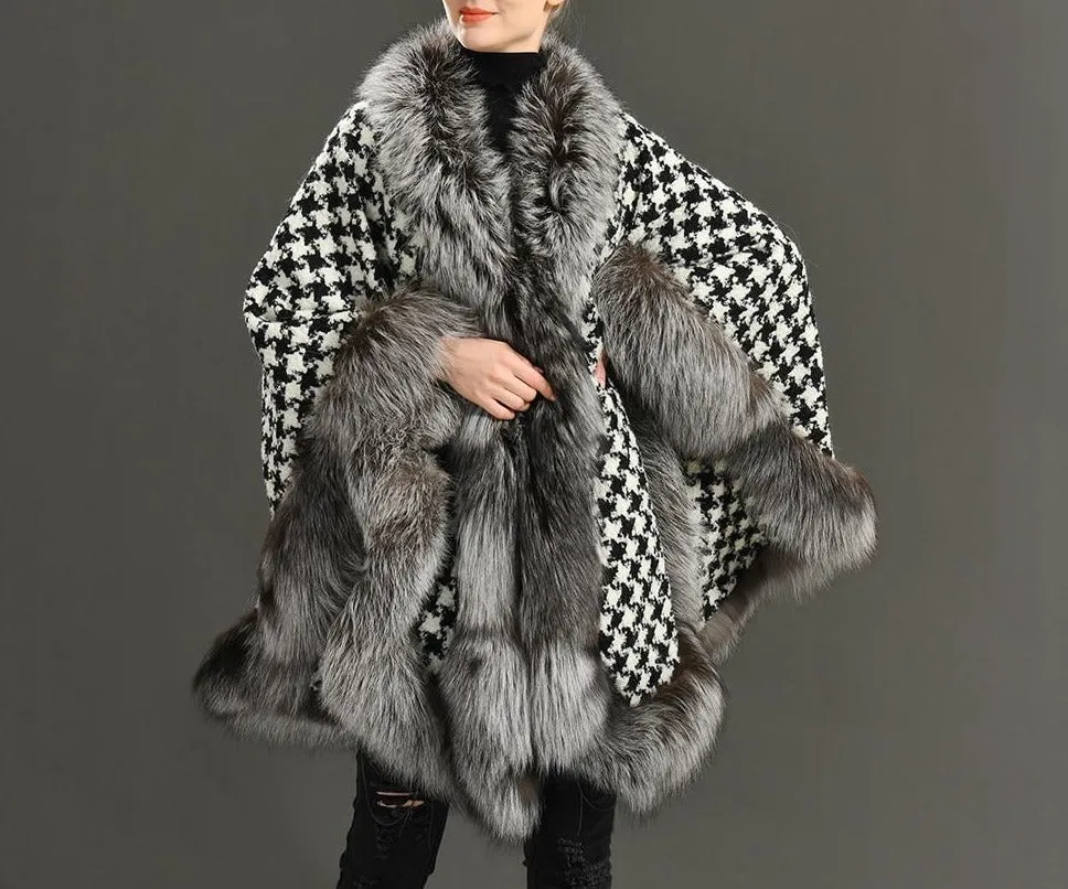 Real Fox Fur Double-Sided Wool Overcoat Style