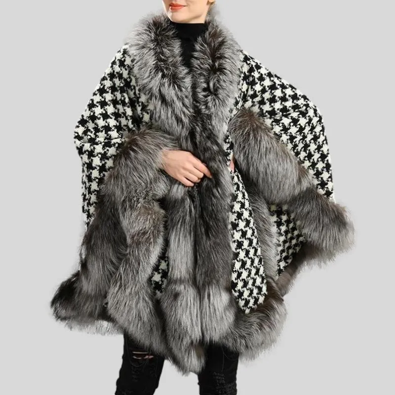 Real Fox Fur Double-Sided Wool Overcoat Style