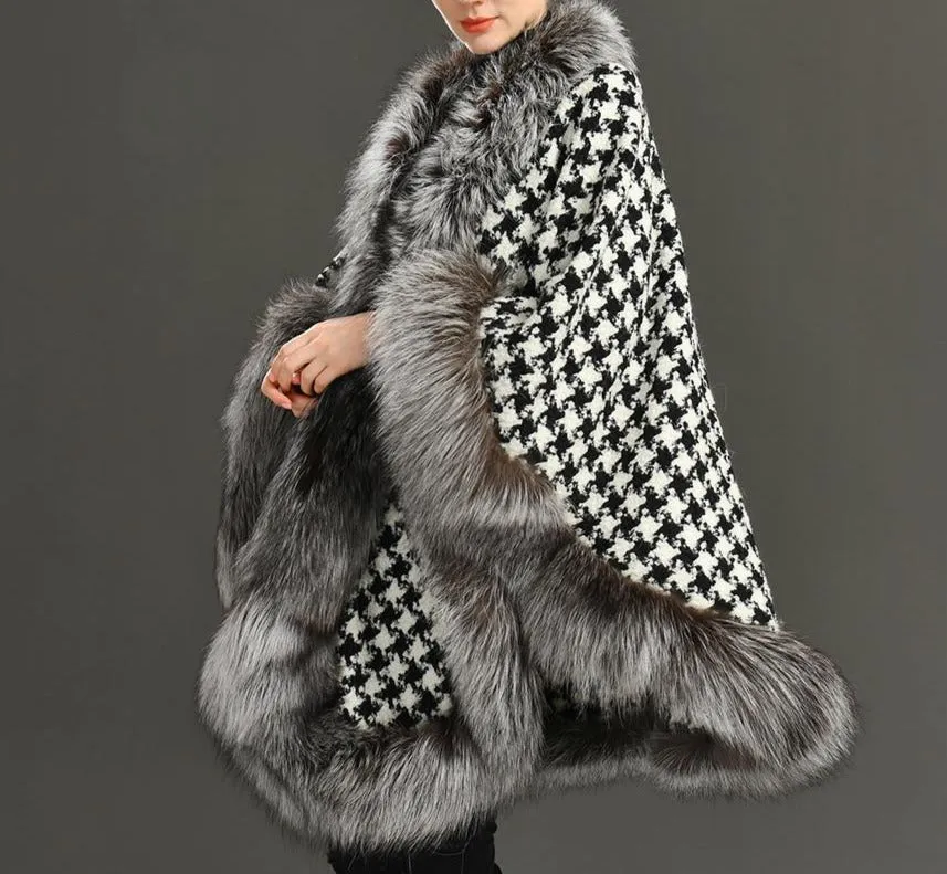 Real Fox Fur Double-Sided Wool Overcoat Style