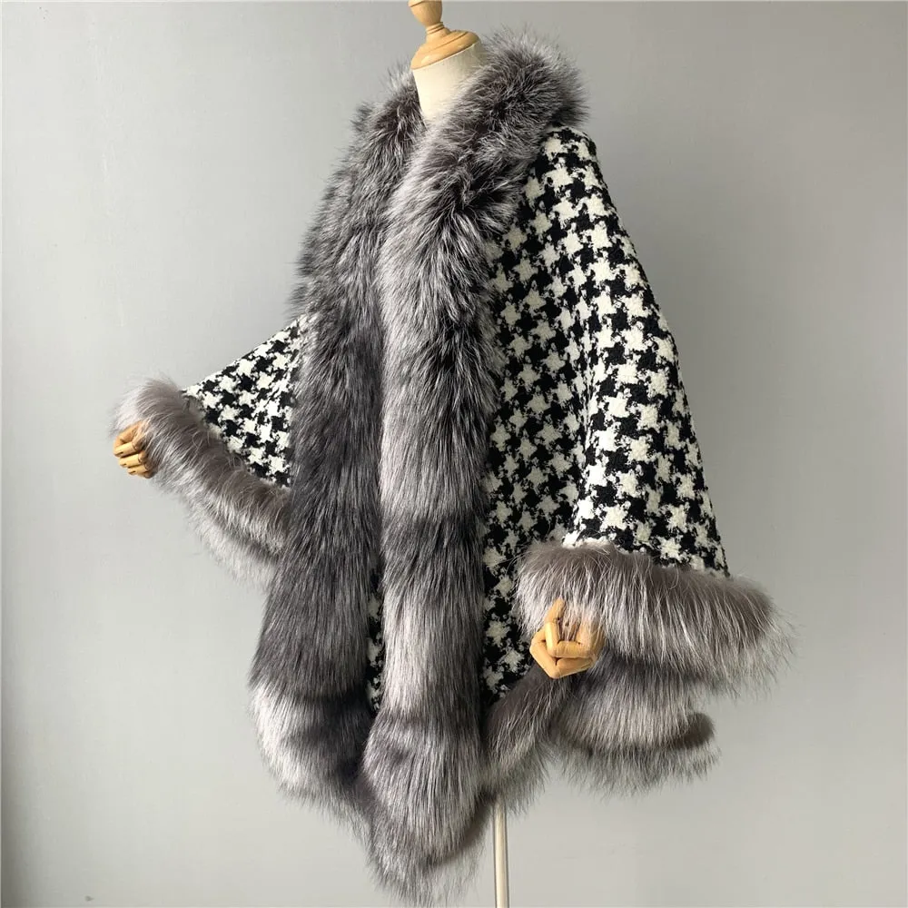 Real Fox Fur Double-Sided Wool Overcoat Style