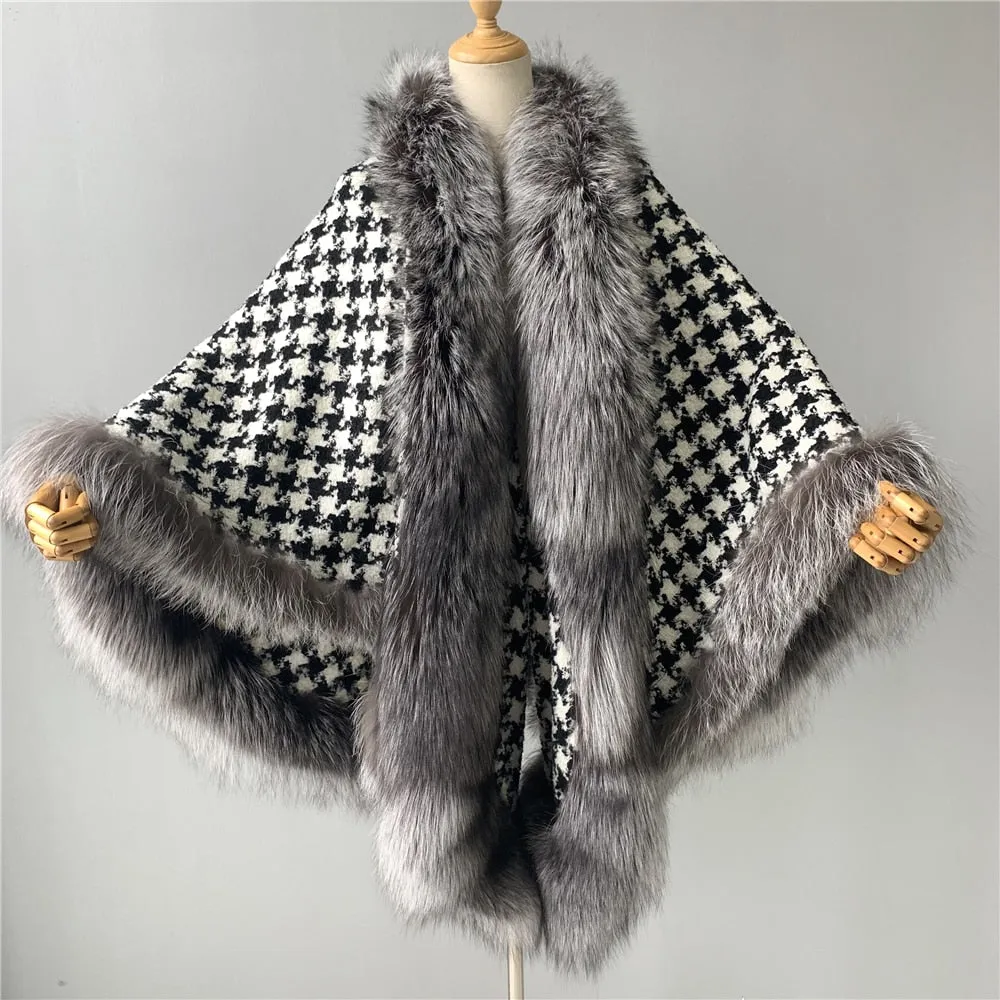 Real Fox Fur Double-Sided Wool Overcoat Style