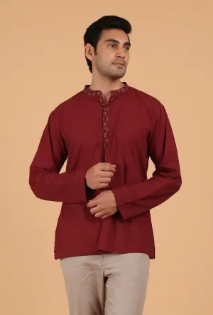 Red Ajrakh Handcrafted Cotton Full Sleeves Shirt