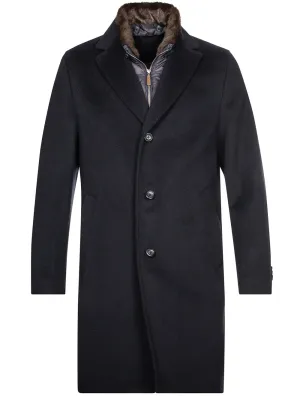 Rick Coat With Fur Collar And Insert Navy