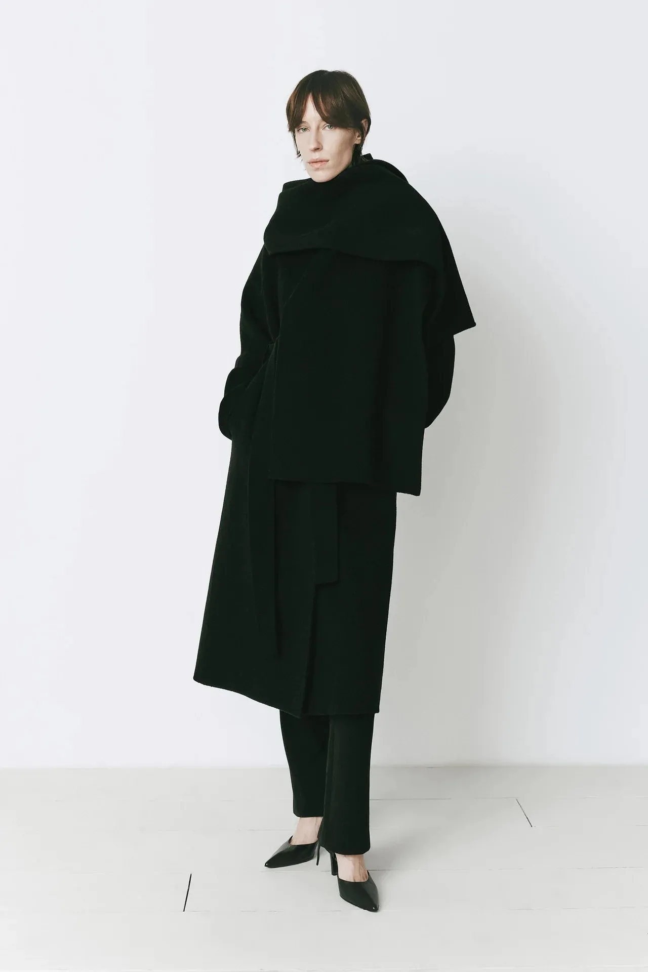 Rue Sophie Black Grand Scarf Coat