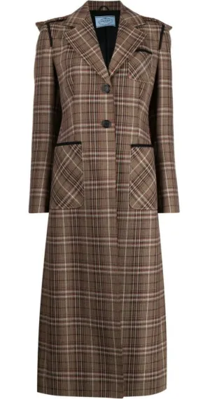 Runway Plaid Hooded Midi Coat