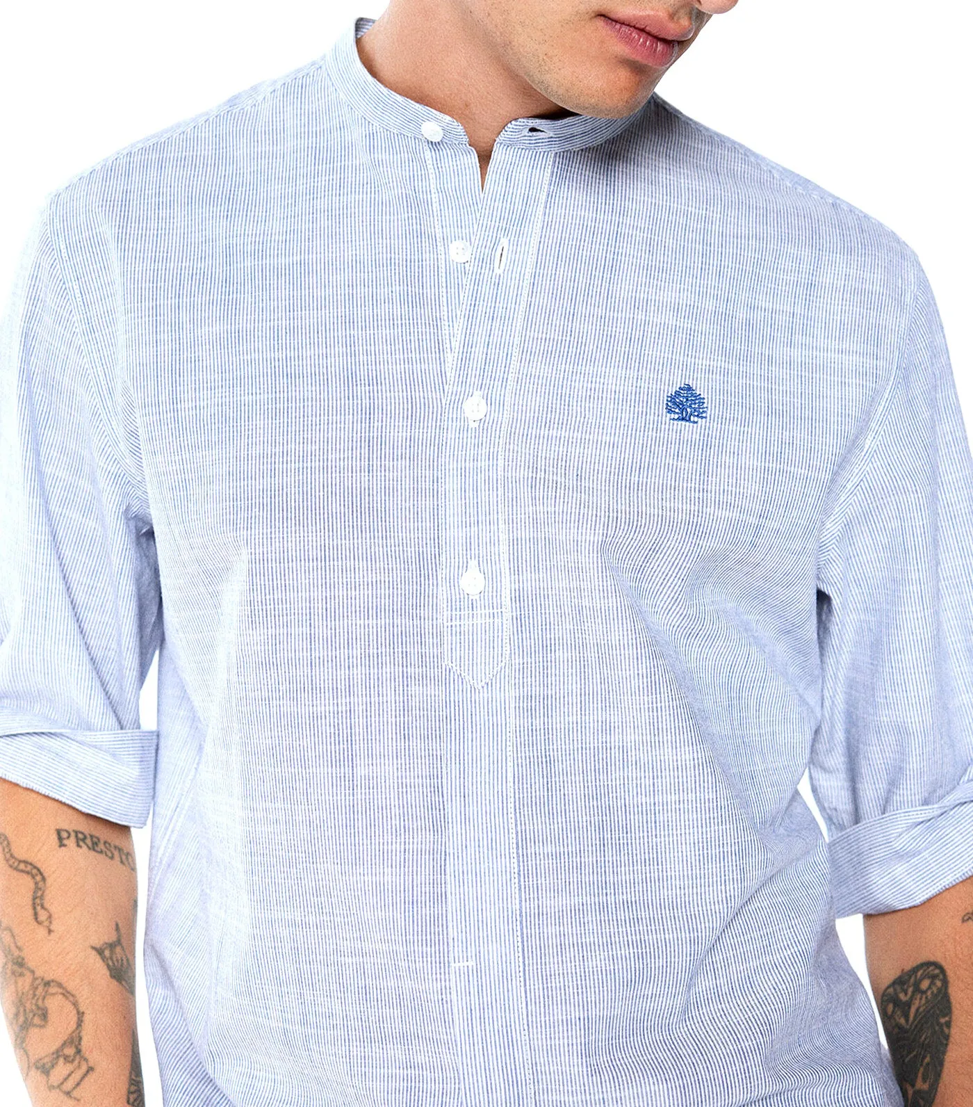 Striped 3/4 Sleeve Shirt
 Blue