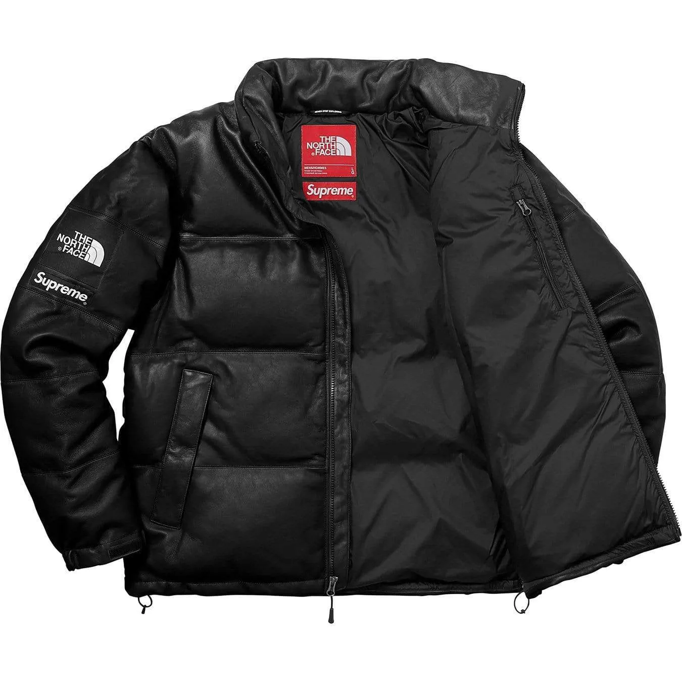 Supreme-The North Face Leather Nuptse Jacket - Black