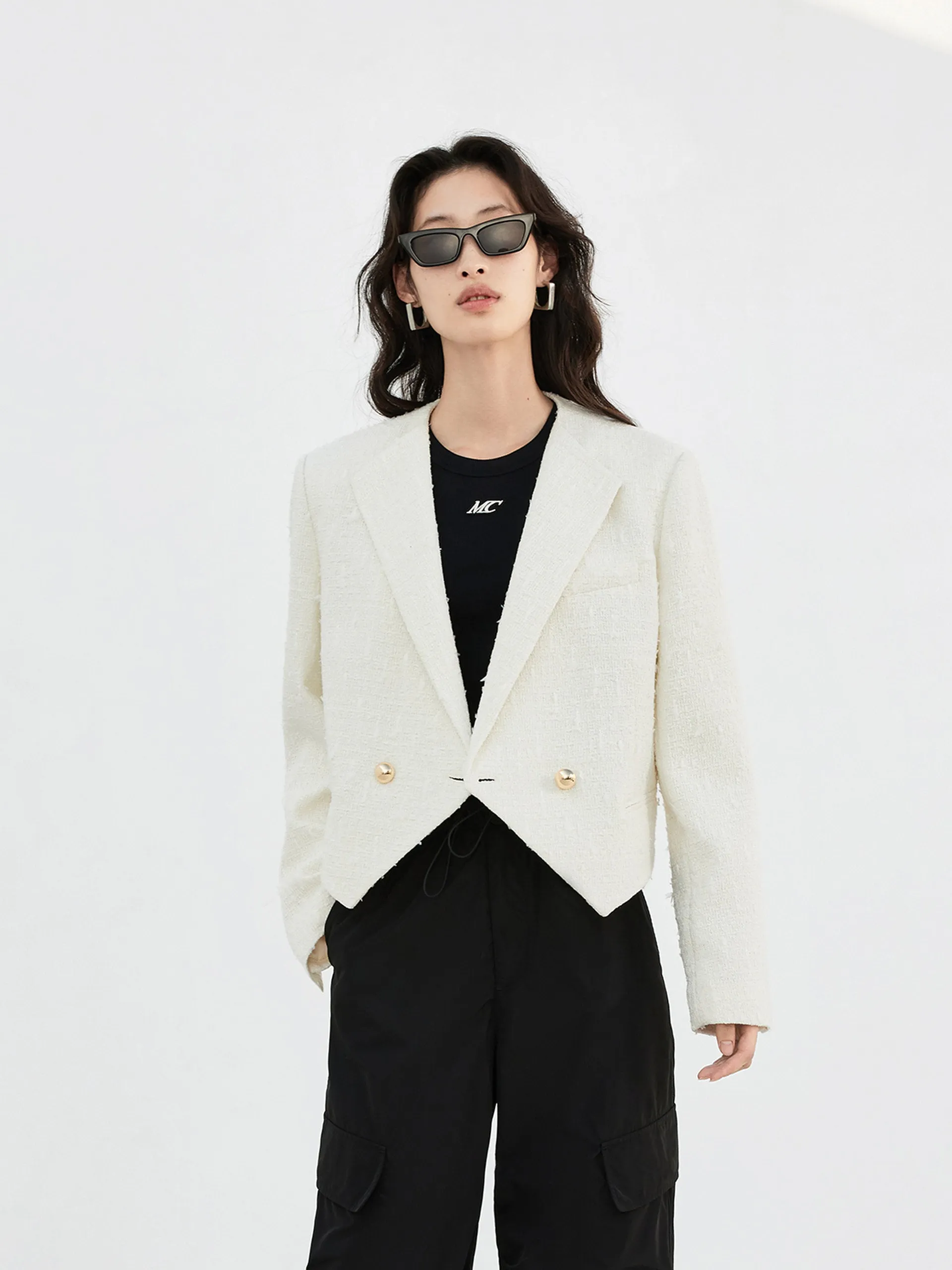 Textured Cropped Jacket