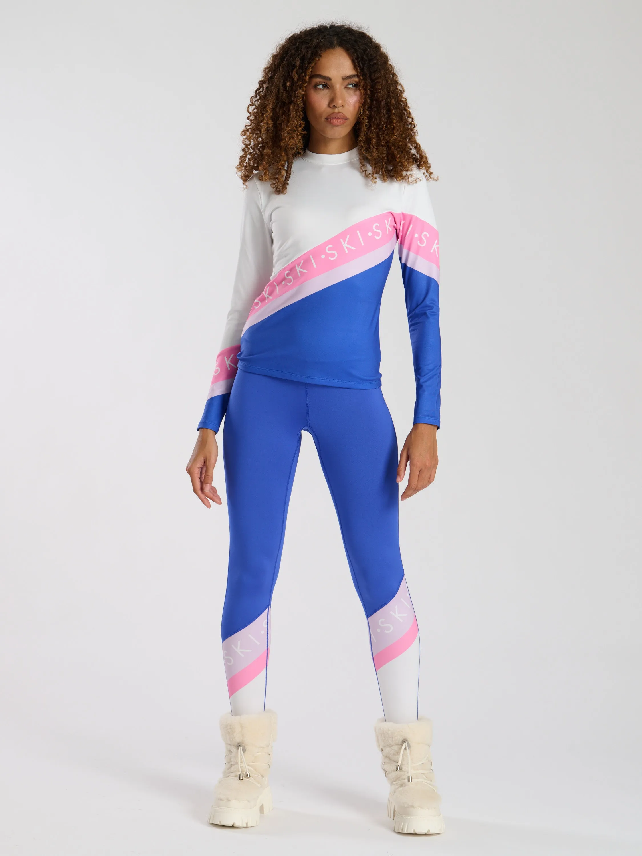 The 'alpine' ski slogan legging in blue