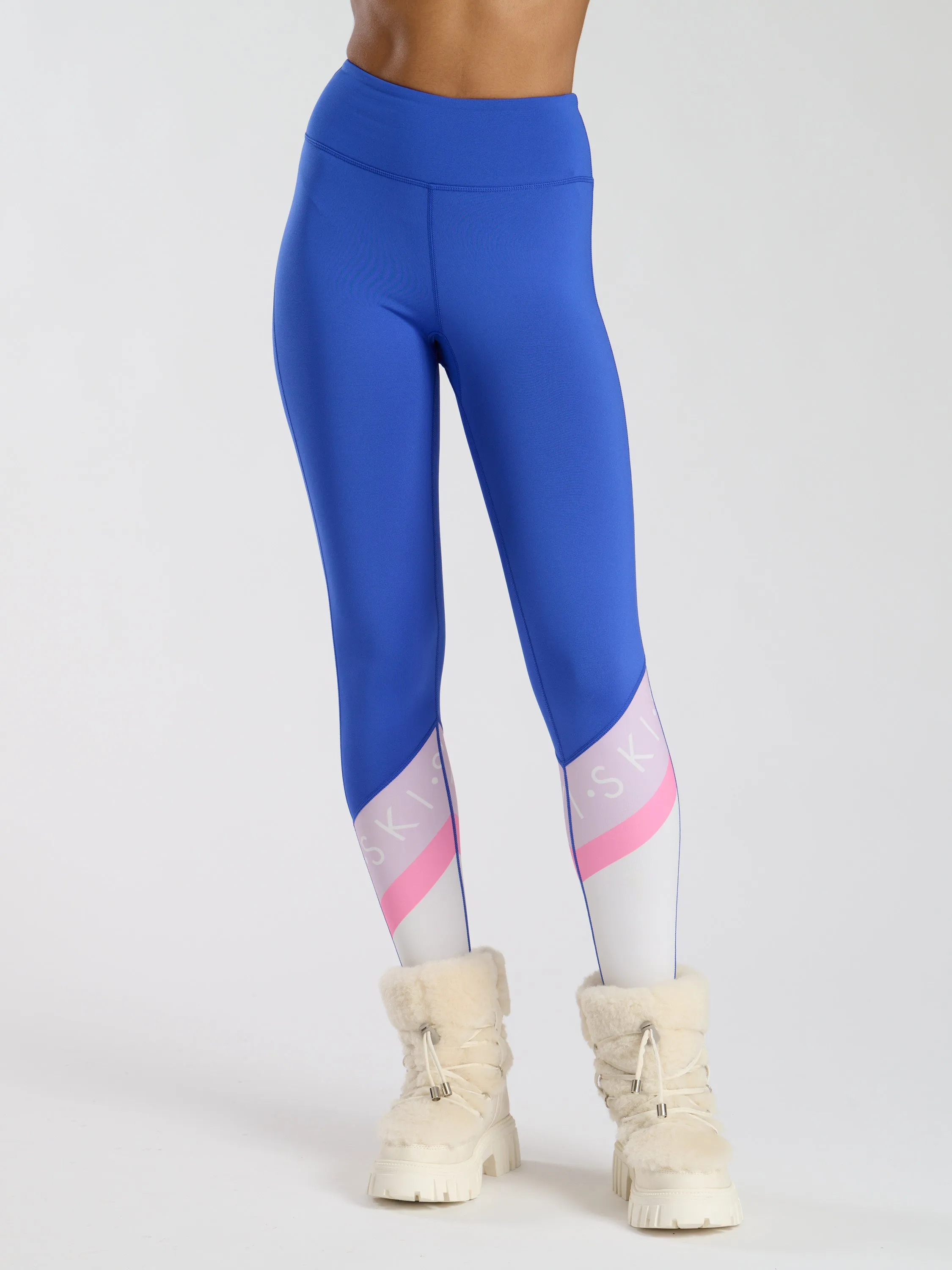 The 'alpine' ski slogan legging in blue