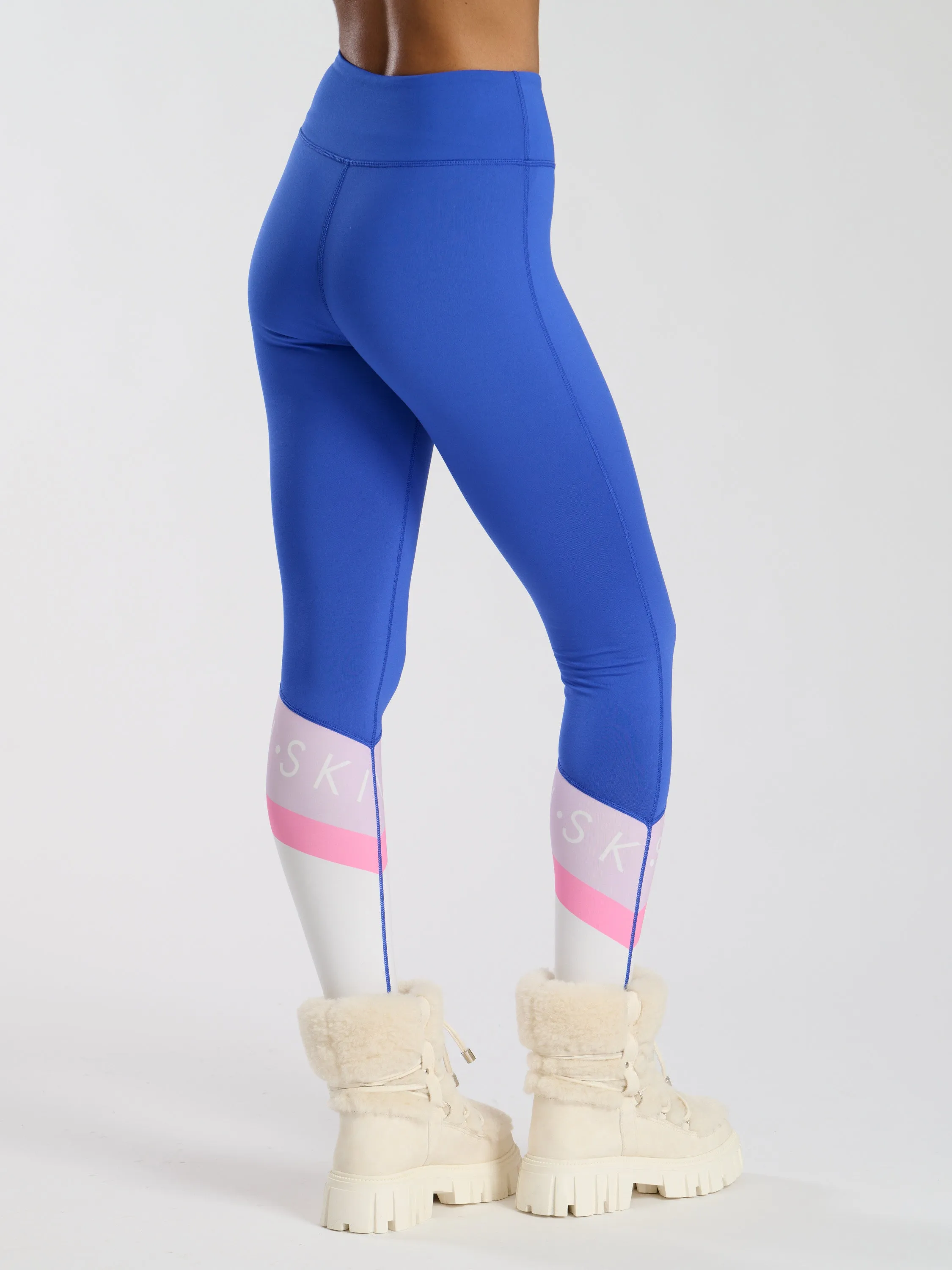 The 'alpine' ski slogan legging in blue