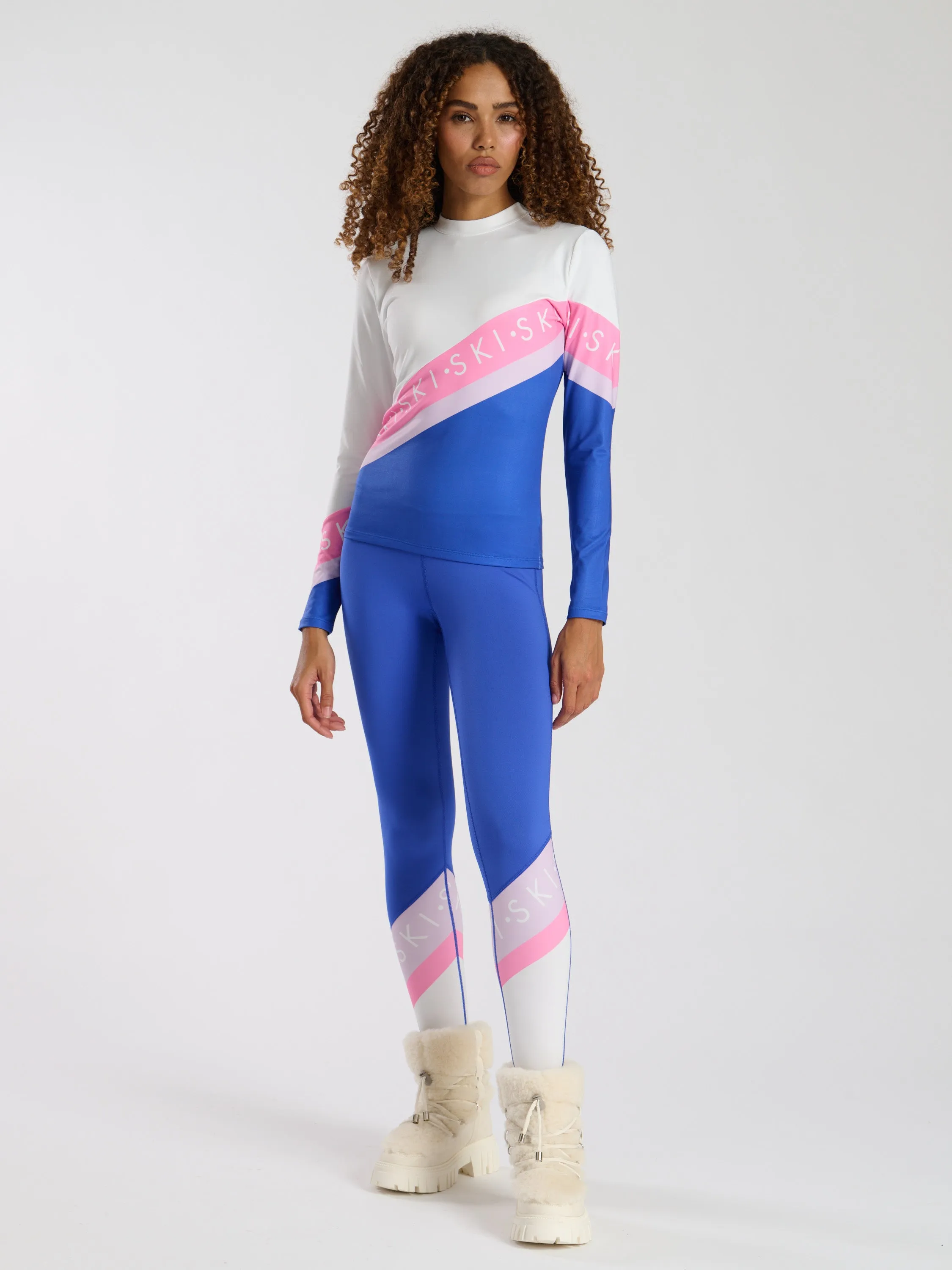 The 'alpine' ski slogan legging in blue