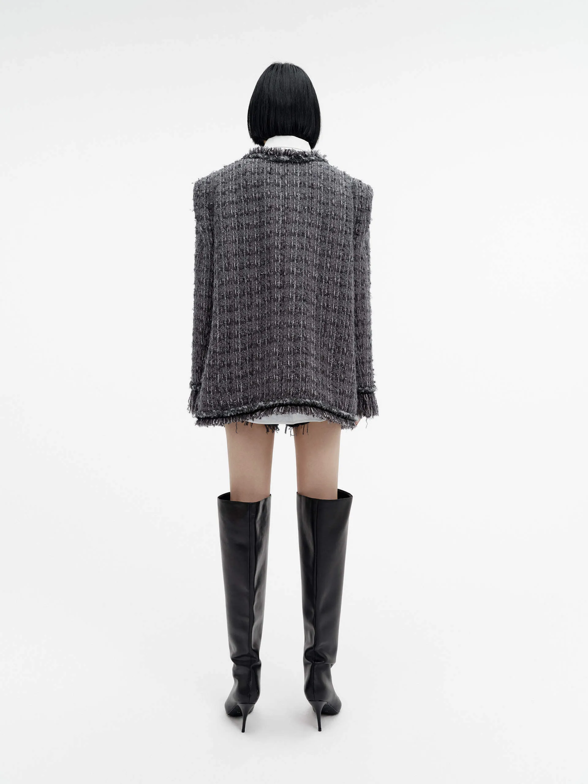 Tweed Textured Midi Jacket