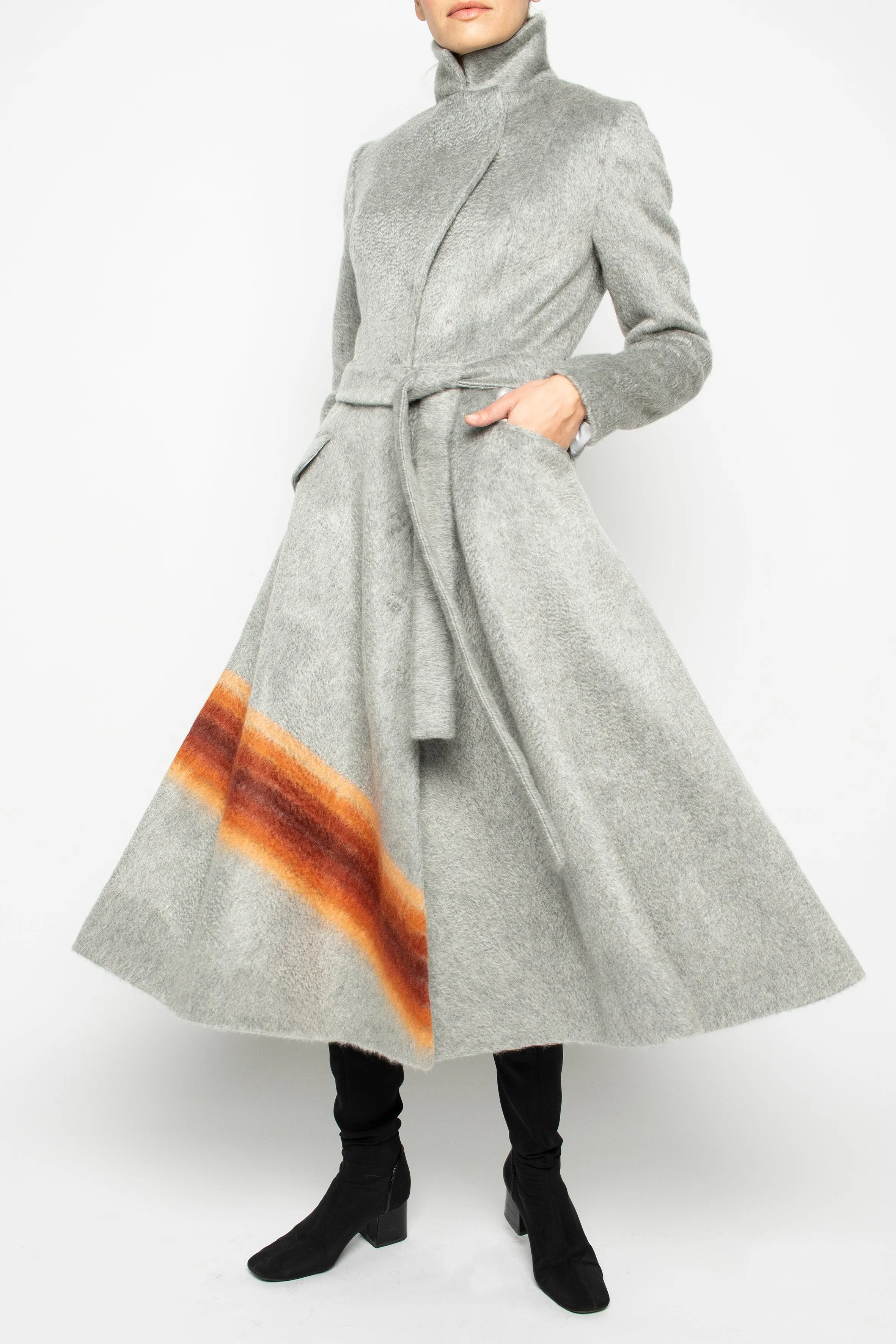 VACHELLIA JACQUARD MOHAIR WOOL COAT