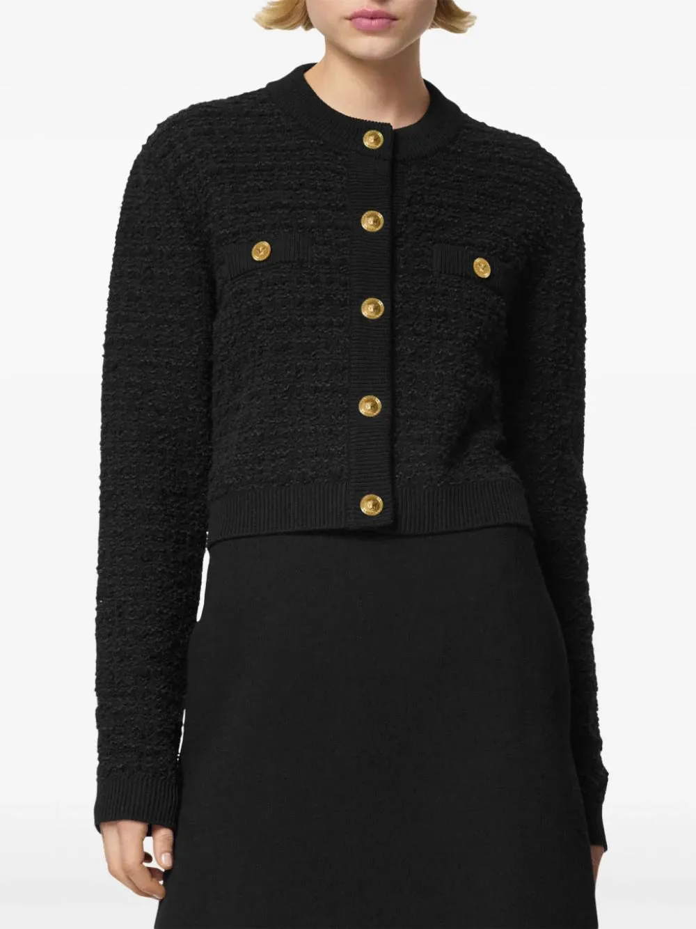 Versace Black Tweed Boucle Jacket