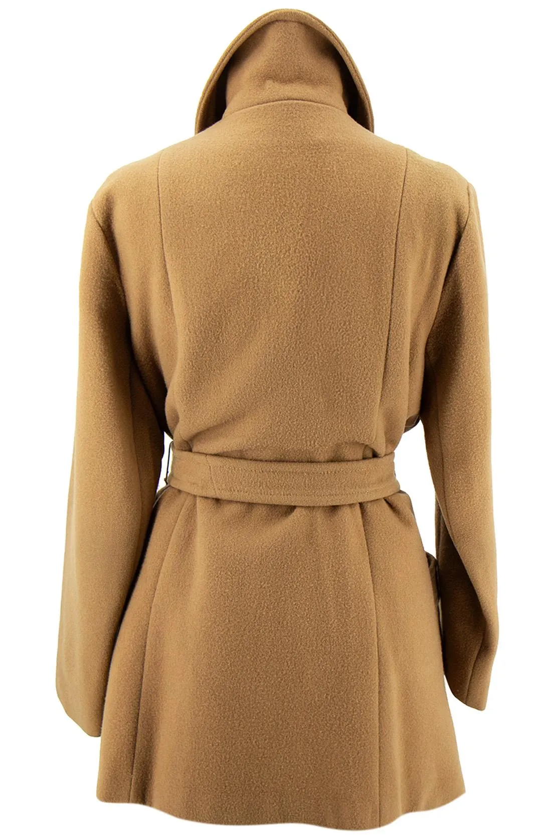 Vintage Camel Wool Belted Midi Coat