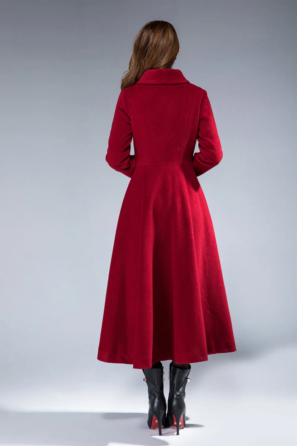 vintage inspired swing maxi wool coat 1860#