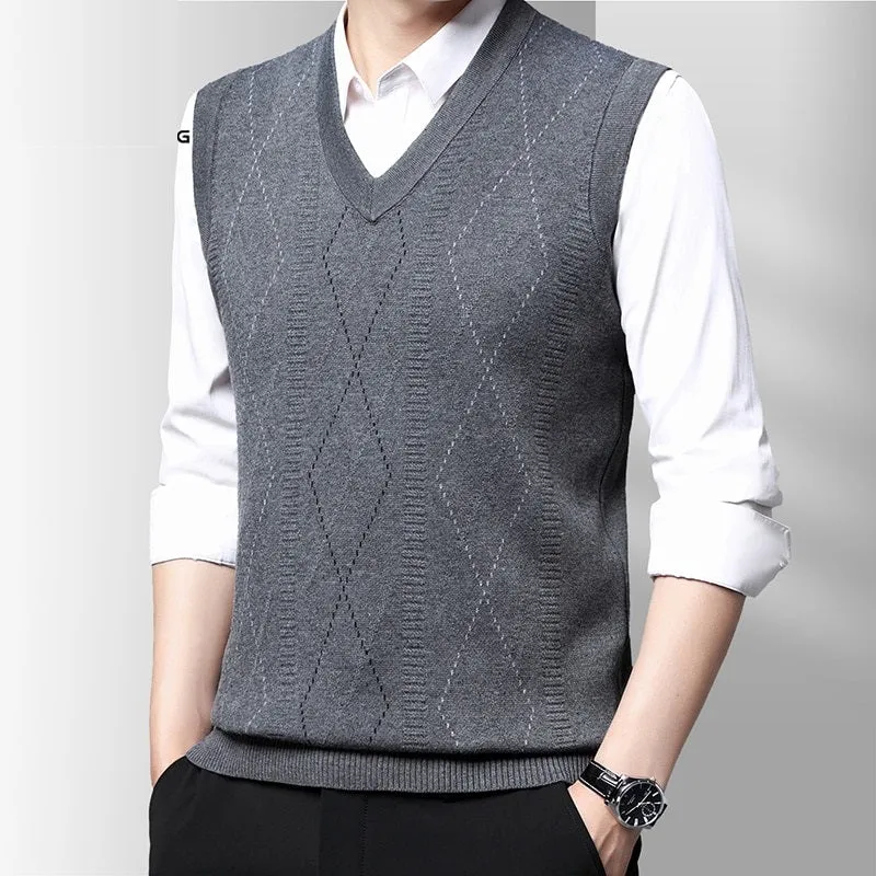 West Louis™ Formal V-Neck Sleeveless Knit Sweater Vest