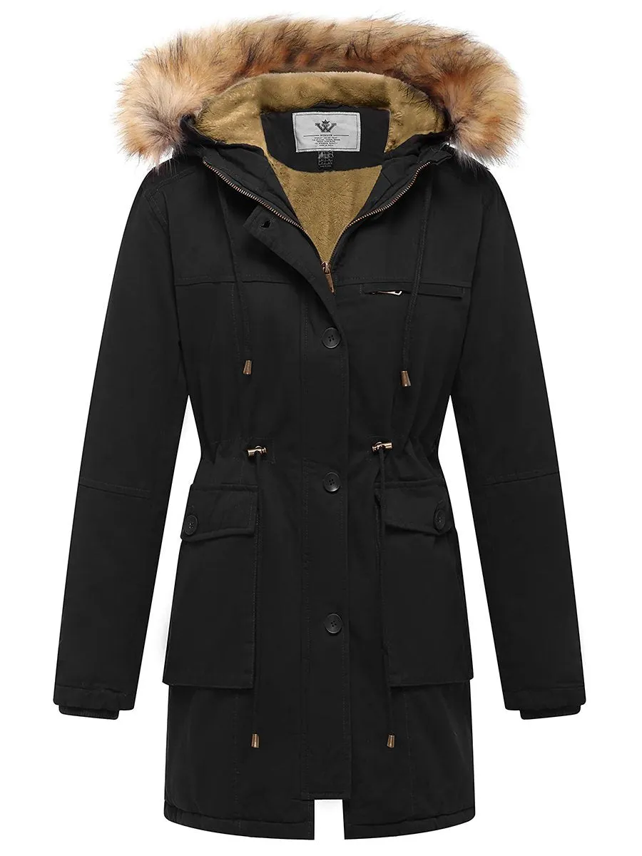 Women's Winter Thicken Fleece Jacket Military Parka Coat