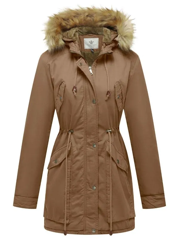 Women's Winter Thicken Fleece Jacket Military Parka Coat