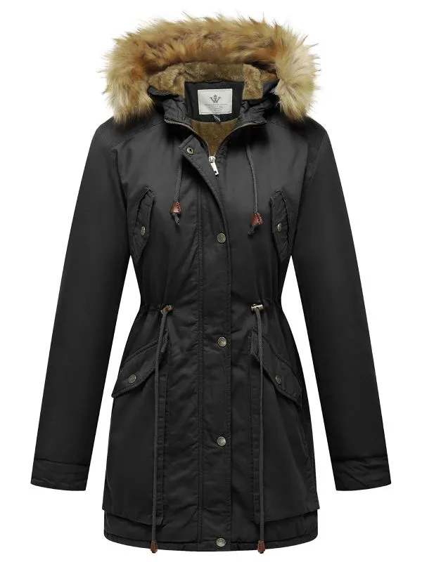 Women's Winter Thicken Fleece Jacket Military Parka Coat