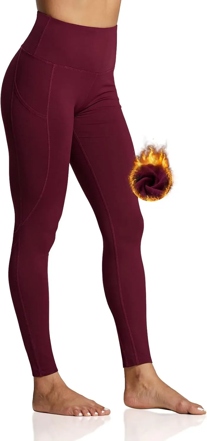 ZUTY Fleece Lined Leggings Women Winter Thermal Insulated Leggings with Pockets High Waisted Workout Yoga Pants Plus Size