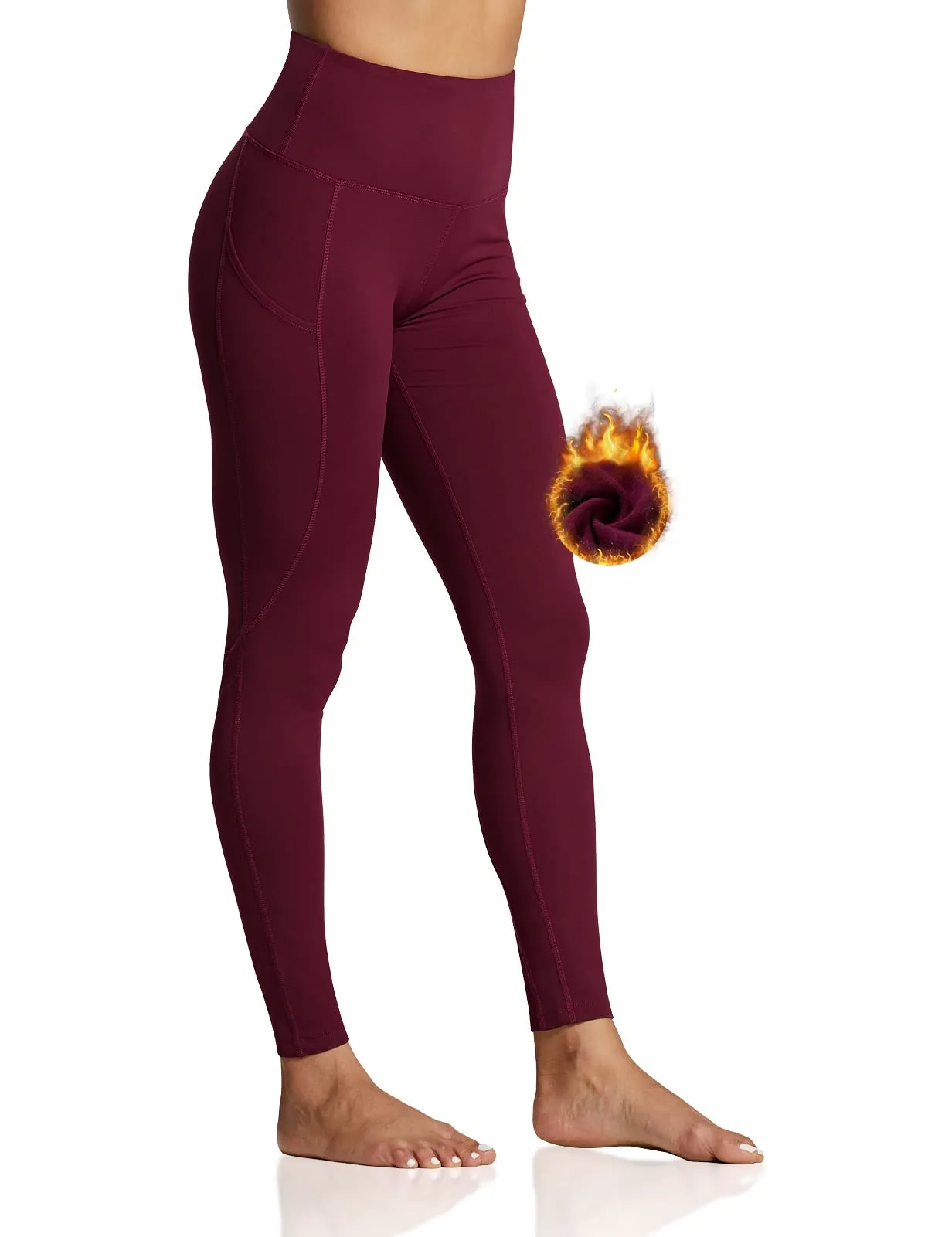 ZUTY Fleece Lined Leggings Women Winter Thermal Insulated Leggings with Pockets High Waisted Workout Yoga Pants Plus Size